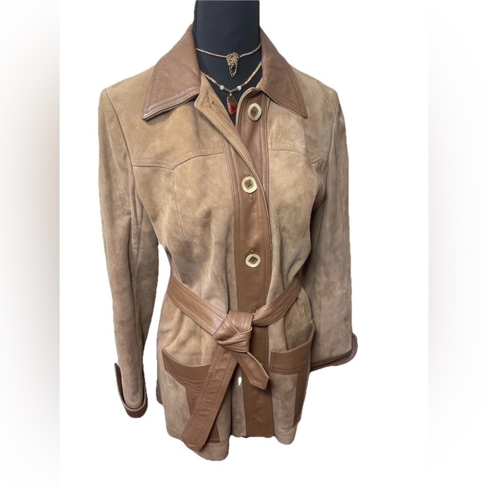 Vintage New England Sportswear Co Tan Suede Leather Women's Jacket | Medium